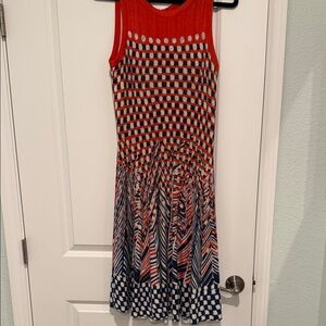NIC+ZOE Red and Blue Patterned Midi Dress